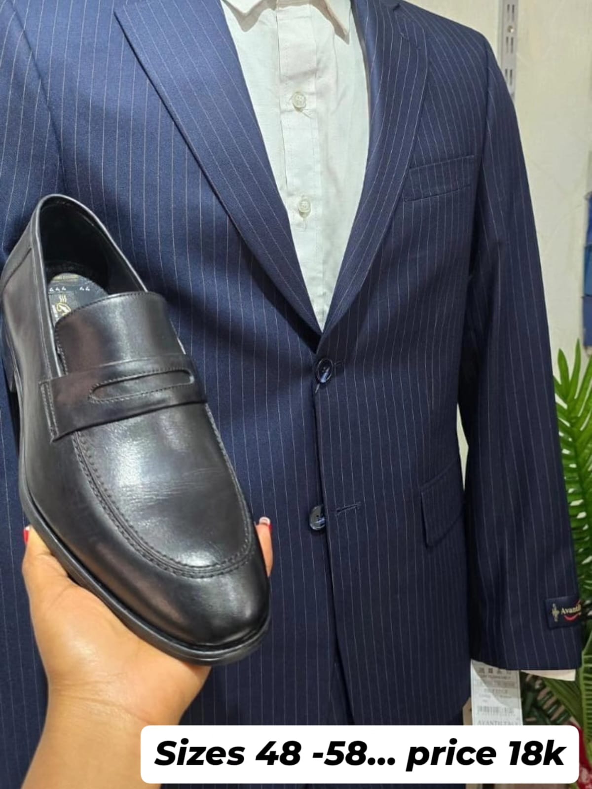 Men suit - Pinstriped suit -Navy blue -Size 48,50,52,54,56,58